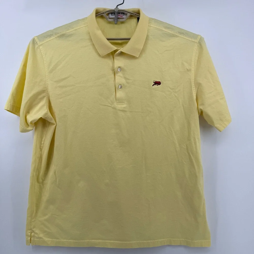 Perlis New Orleans Crawfish Polo Shirt Mens XXL Yellow Supima Mercerized Cotton - Picture 2 of 14